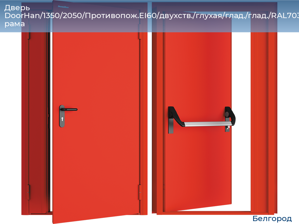 Дверь DoorHan/1350/2050/Противопож.EI60/двухств./глухая/глад./глад./RAL7035/прав./угл. рама, belgorod.doorhan.ru