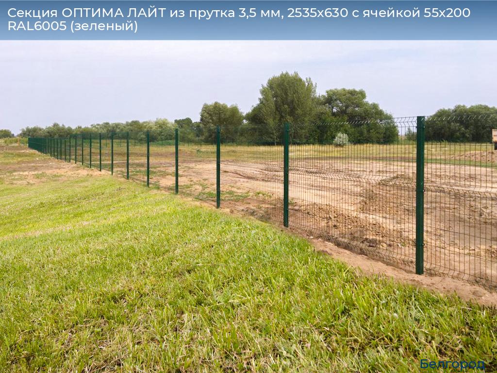 Секция ОПТИМА ЛАЙТ из прутка 3,5 мм, 2535x630 с ячейкой 55х200 RAL6005 (зеленый), belgorod.doorhan.ru
