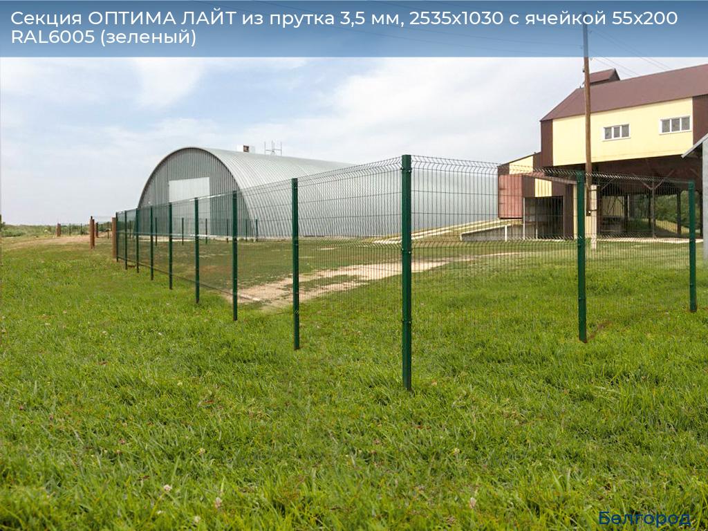 Секция ОПТИМА ЛАЙТ из прутка 3,5 мм, 2535x1030 с ячейкой 55х200 RAL6005 (зеленый), belgorod.doorhan.ru