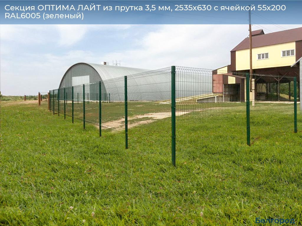 Секция ОПТИМА ЛАЙТ из прутка 3,5 мм, 2535x630 с ячейкой 55х200 RAL6005 (зеленый), belgorod.doorhan.ru