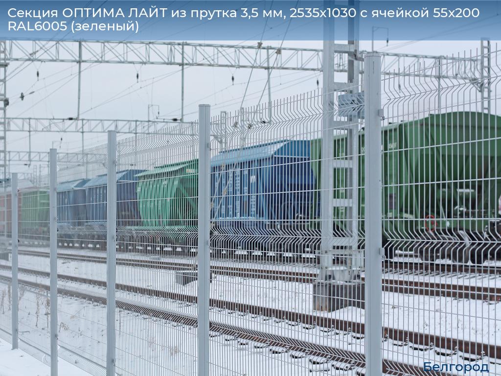 Секция ОПТИМА ЛАЙТ из прутка 3,5 мм, 2535x1030 с ячейкой 55х200 RAL6005 (зеленый), belgorod.doorhan.ru